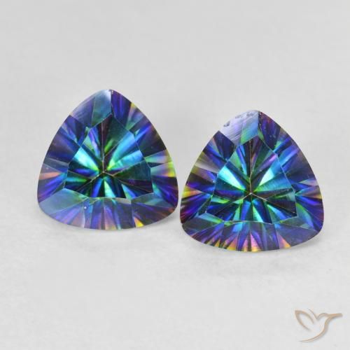 2.14ctw Natural Multicolorido Quartzo Místico, Trilhão, VVS-VS
