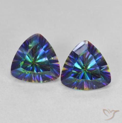 1.45ctw Natural Multicolorido Quartzo Místico, Trilhão, VVS-VS