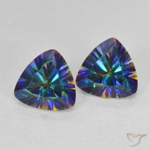 Pedras preciosas de Quartzo Místico Multicolorido natural de 1.45 ct, Trilhão, VVS-VS