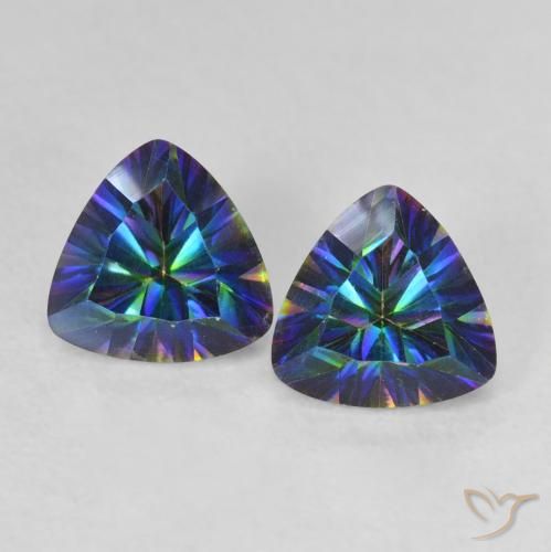 Pedras preciosas de quartzo místico multicolorido natural de 1,44 ct, trillion, VVS-VS