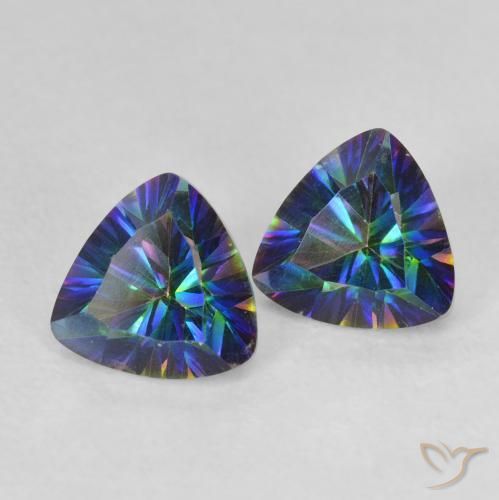 Pedras preciosas de quartzo místico multicolorido natural de 1,44 ct, trillion, VVS-VS
