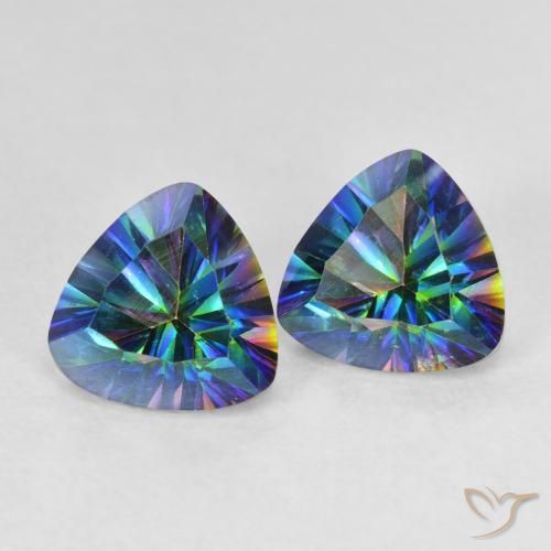 Pedras preciosas de Quartzo Místico Multicolorido natural de 2.25 ct, Trilhão, VVS-VS