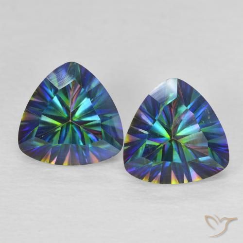 2.25ctw Natural Multicolor azul Quartzo Místico, Trilhão, VVS-VS