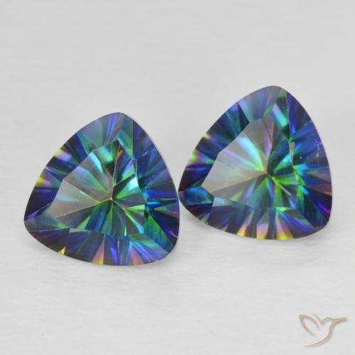 Pedras preciosas de Quartzo Místico Multicolor azul natural de 2.25 ct, Trilhão, VVS-VS