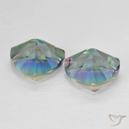 Pedras preciosas de Quartzo Místico Multicolor azul natural de 2.25 ct, Trilhão, VVS-VS