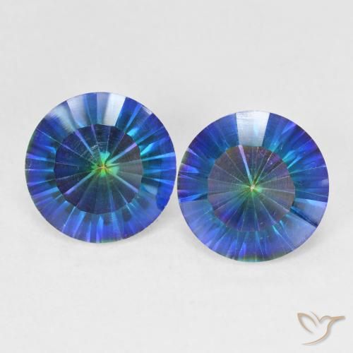 4.80ctw Natural Multicolor azul Quartzo Místico, Redondo, VVS-VS