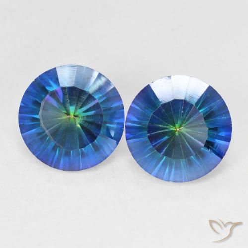 4.84ctw Natural Multicolor azul Quartzo Místico, Redondo, VVS-VS