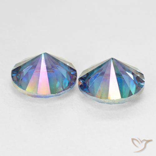 Pedras preciosas de Quartzo Místico Multicolor azul natural de 4.84 ct, Redondo, VVS-VS