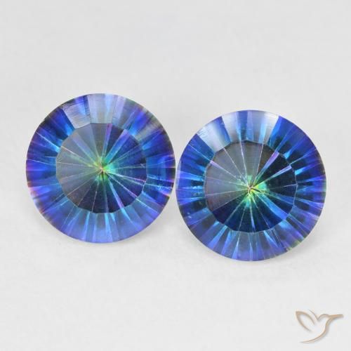 4.68ctw Natural Multicolor azul Quartzo Místico, Redondo, VVS-VS