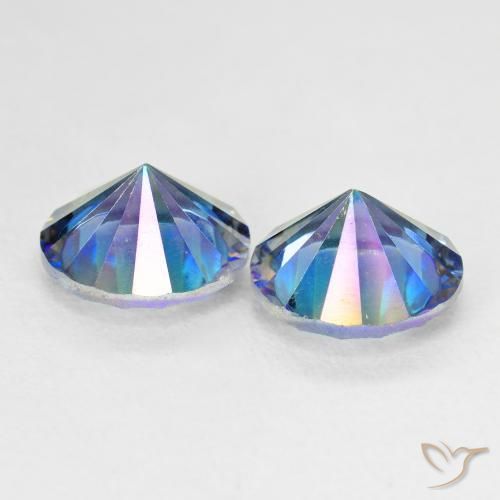 Pedras preciosas de Quartzo Místico Multicolor azul natural de 4.68 ct, Redondo, VVS-VS