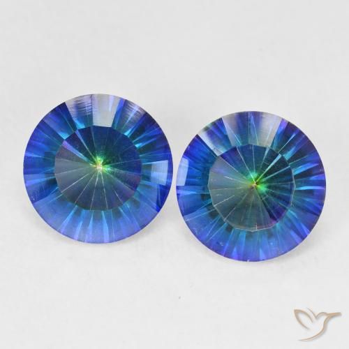 4.87ctw Natural Multicolor azul Quartzo Místico, Redondo, VVS-VS