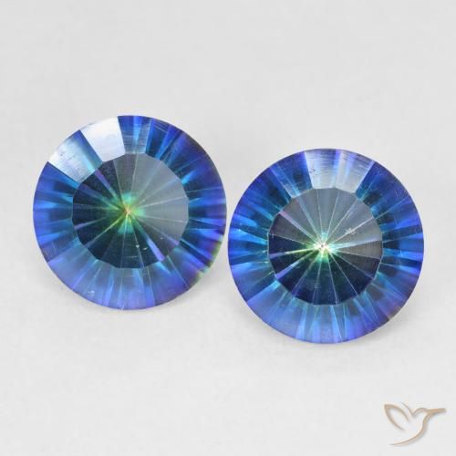 4.77ctw Natural Multicolor azul Quartzo Místico, Redondo, VVS-VS