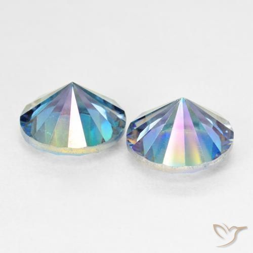 Pedras preciosas de Quartzo Místico Multicolor azul natural de 4.85 ct, Redondo, VVS-VS