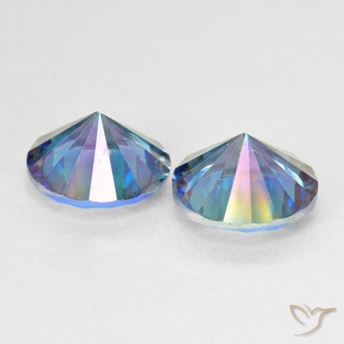 Pedras preciosas de Quartzo Místico Multicolor azul natural de 4.62 ct, Redondo, VVS-VS