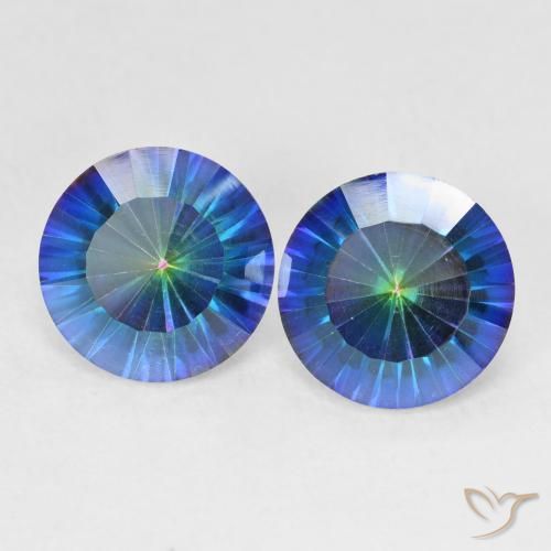 4.74ctw Natural Multicolor azul Quartzo Místico, Redondo, VVS-VS