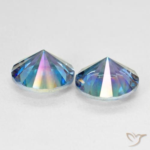 Pedras preciosas de Quartzo Místico Multicolor azul natural de 4.74 ct, Redondo, VVS-VS