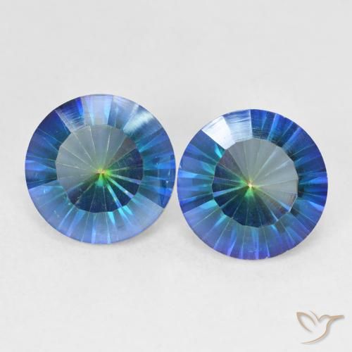 4.97ctw Natural Multicolor azul Quartzo Místico, Redondo, VVS-VS