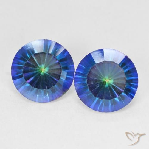 4.92ctw Natural Multicolor azul Quartzo Místico, Redondo, VVS-VS