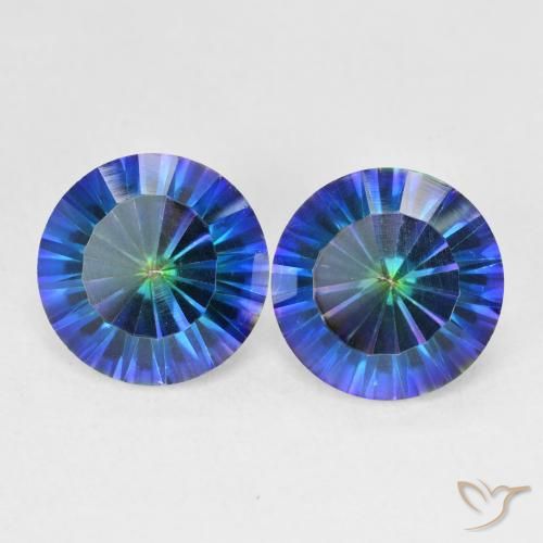 4.78ctw Natural Multicolor azul Quartzo Místico, Redondo, VVS-VS
