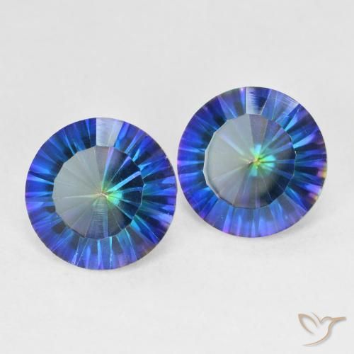 Pedras preciosas de Quartzo Místico Multicolor azul natural de 4.78 ct, Redondo, VVS-VS