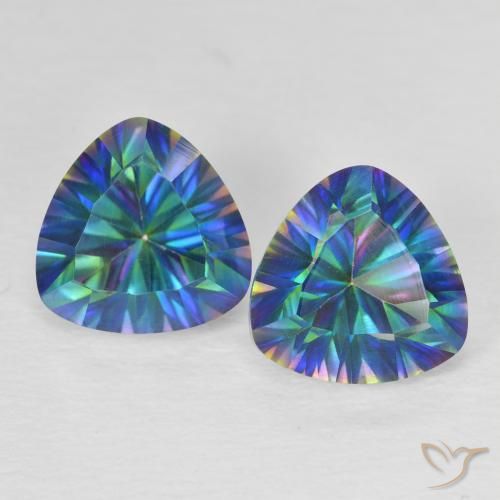 3.78ctw Natural Multicolorido Quartzo Místico, Trilhão, VVS-VS