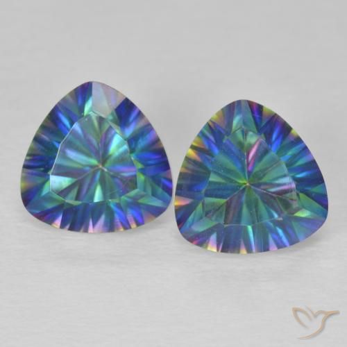 3.69ctw Natural Multicolor azul Quartzo Místico, Trilhão, VVS-VS