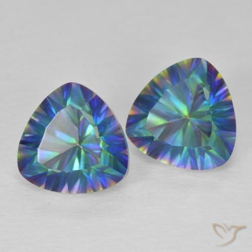 Pedras preciosas de Quartzo Místico Multicolor azul natural de 3.69 ct, Trilhão, VVS-VS