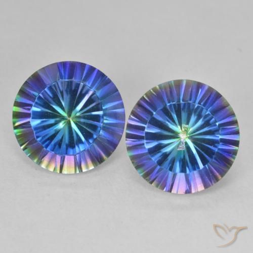 6.88ctw Natural Multicolorido Quartzo Místico, Redondo, VS