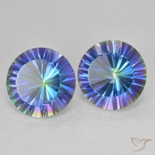 Pedras preciosas de Quartzo Místico Multicolorido natural de 6.88 ct, Redondo, VS
