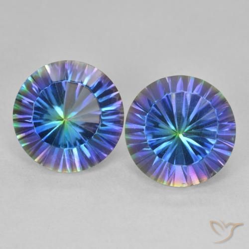 7.24ctw Natural Multicolorido Quartzo Místico, Redondo, VVS