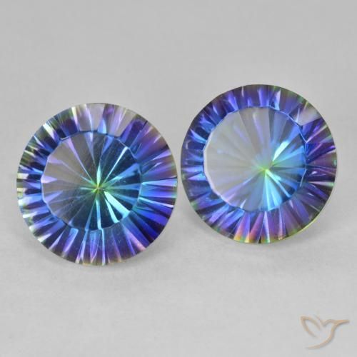 Pedras preciosas de Quartzo Místico Multicolorido natural de 7.24 ct, Redondo, VVS