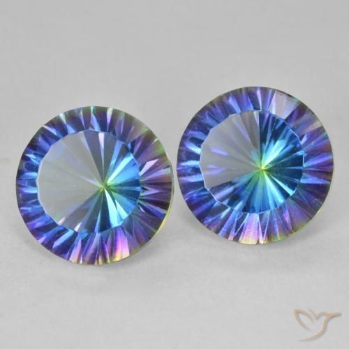 Pedras preciosas de Quartzo Místico Multicolorido natural de 7.42 ct, Redondo, VVS
