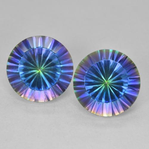 7.63ctw Natural Multicolorido Quartzo Místico, Redondo, VVS-VS