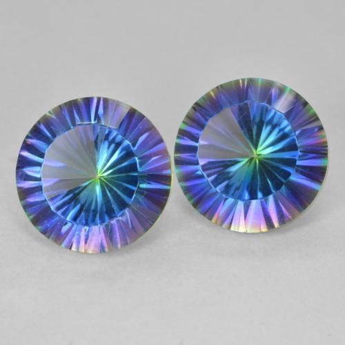 Pedras preciosas de Quartzo Místico Multicolorido natural de 7.63 ct, Redondo, VVS-VS