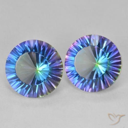 Pedras preciosas de Quartzo Místico Multicolorido natural de 7.02 ct, Redondo, VVS-VS