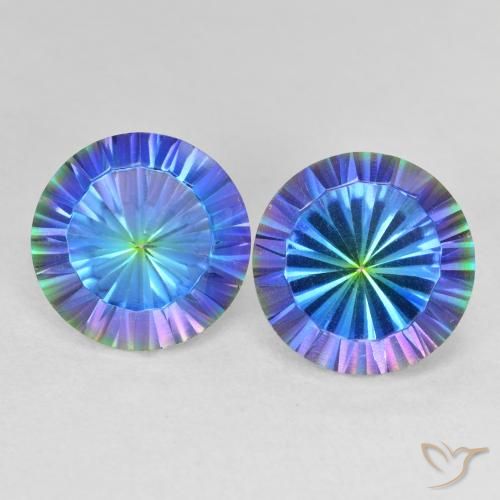 7.47ctw Natural Multicolor azul Quartzo Místico, Redondo, VVS-VS