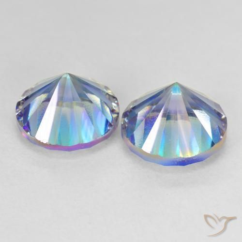 Pedras preciosas de Quartzo Místico Multicolor azul natural de 7.47 ct, Redondo, VVS-VS