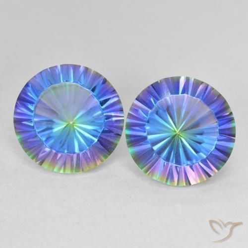 7.37ctw Natural Multicolor azul Quartzo Místico, Redondo, VVS-VS