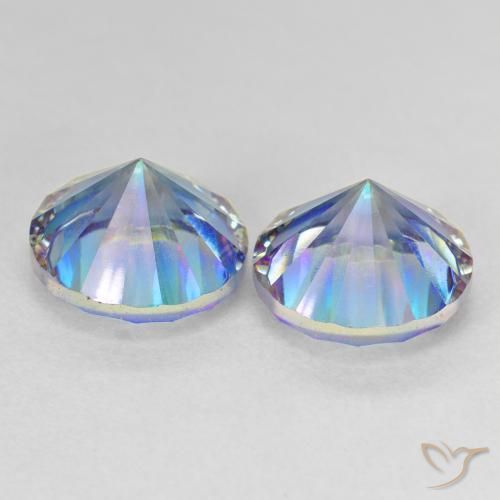 Pedras preciosas de Quartzo Místico Multicolor azul natural de 7.37 ct, Redondo, VVS-VS