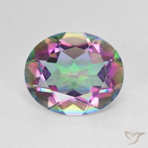 5.49ct Natural Multicolorido Quartzo Místico, oval, VVS