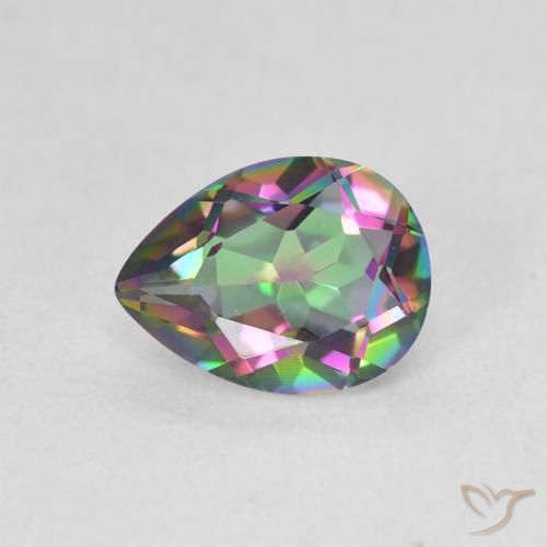 1.08ct Natural Multicolorido Quartzo Místico, Formato de pêra, VVS