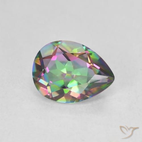Quartzo Místico Multicolorido Natural 1.08ct, Formato de pêra, VVS