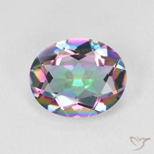 2.90ct Natural Multicolorido Quartzo Místico, oval, VVS