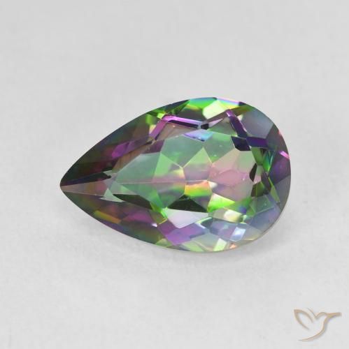 2.96ct Natural Multicolorido Quartzo Místico, Formato de pêra, VVS-VS