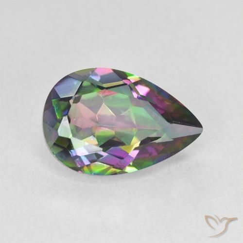 Quartzo Místico Multicolorido Natural 2.96ct, Formato de pêra, VVS-VS