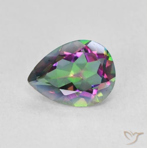 0.98ct Natural Multicolorido Quartzo Místico, Formato de pêra, VVS