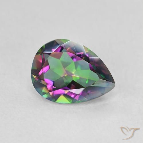 Quartzo Místico Multicolorido Natural 0.98ct, Formato de pêra, VVS