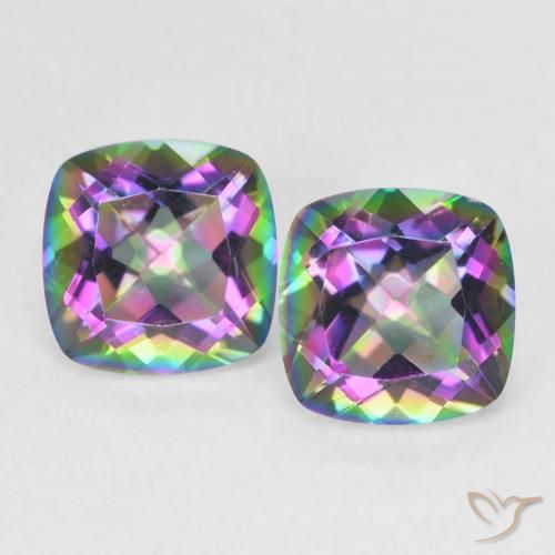 2.78ctw Natural Multicolorido Quartzo Místico, Almofada, VVS