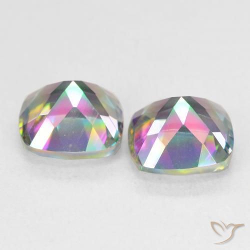 Pedras preciosas de Quartzo Místico Multicolorido natural de 2.78 ct, Almofada, VVS