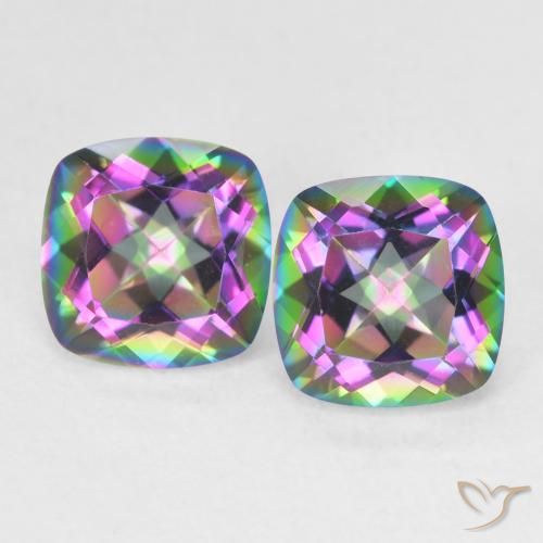 2.75ctw Natural Multicolorido Quartzo Místico, Almofada, VVS